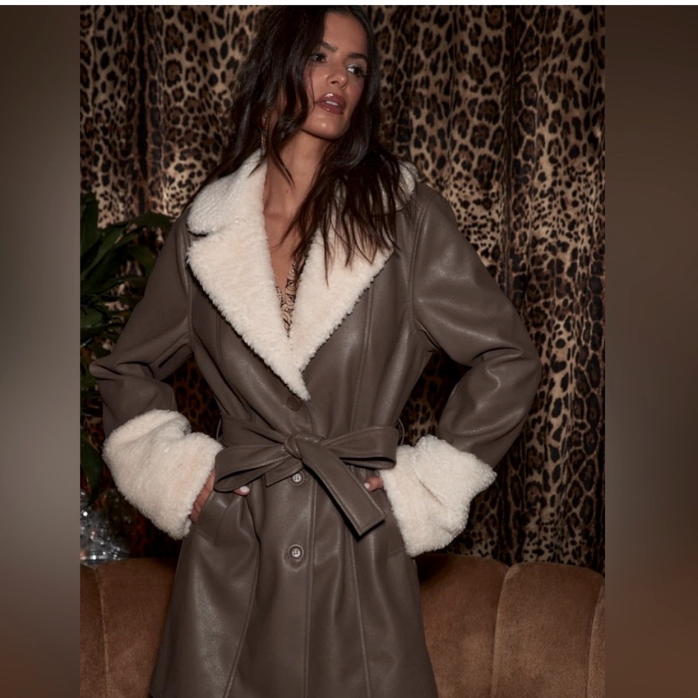 12th tribe Gigi vegan leather pea coat